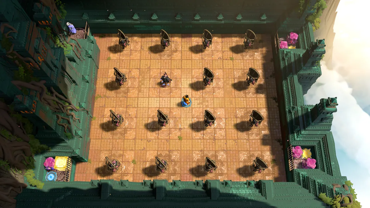 A courtyard of stone pillars in the second stage